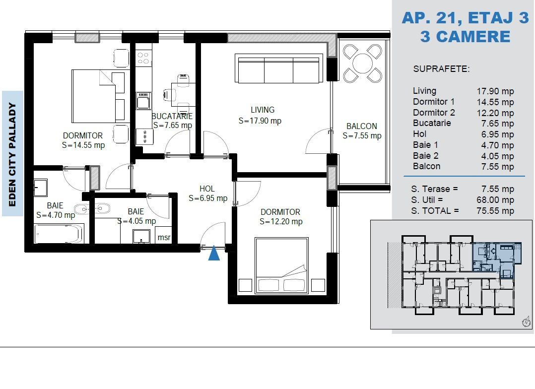 AP. 3CAM. DECOMANDAT IN BLOC P+4 / SCOALA BRAUNER,METROU N. TECLU! - Poză 1