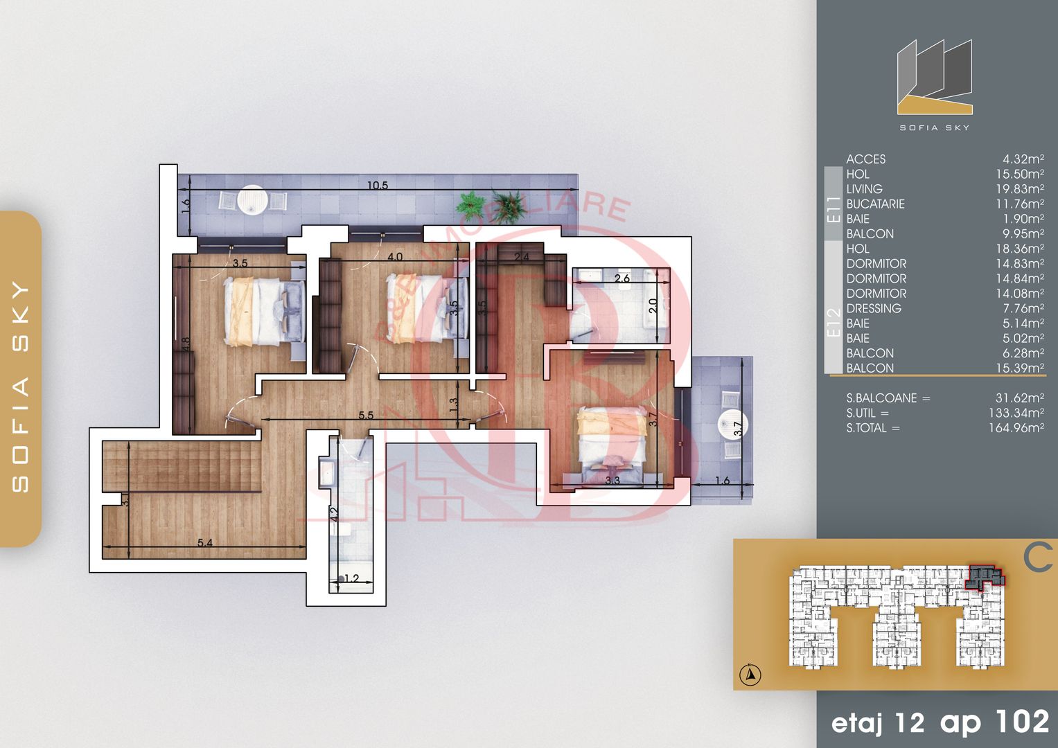 Finalizat-Mutare Rapida la 7min Metrou Duplex 4 camere cu 3 bai - Schiță 3