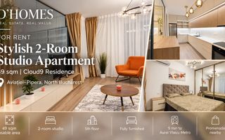 For Rent | Luxury 2-Room Studio | 49 sqm | Cloud9 Residence - Poză 1