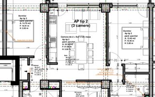 Apartament 3 camere | 72.35 MPU  | Balcon | Veterani - Schiță 6