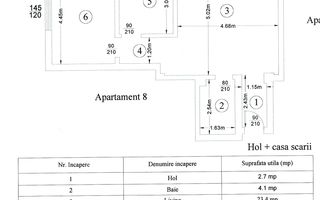 Apartament cu 2 camere, 61.6 mp - Zona 5 Drumuri - loc de parcare ! - Schiță 8