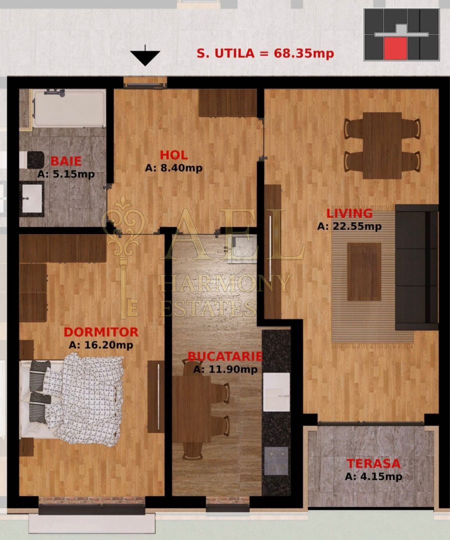 Apartament 2 camere *68,35mp* // Dobroesti - Schiță 4