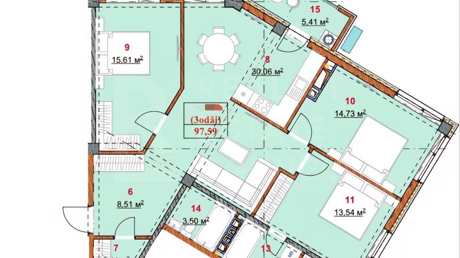 Vânzare, apartament 3  dormitoare și living, str. Grenoble, Botanica - Poză 2