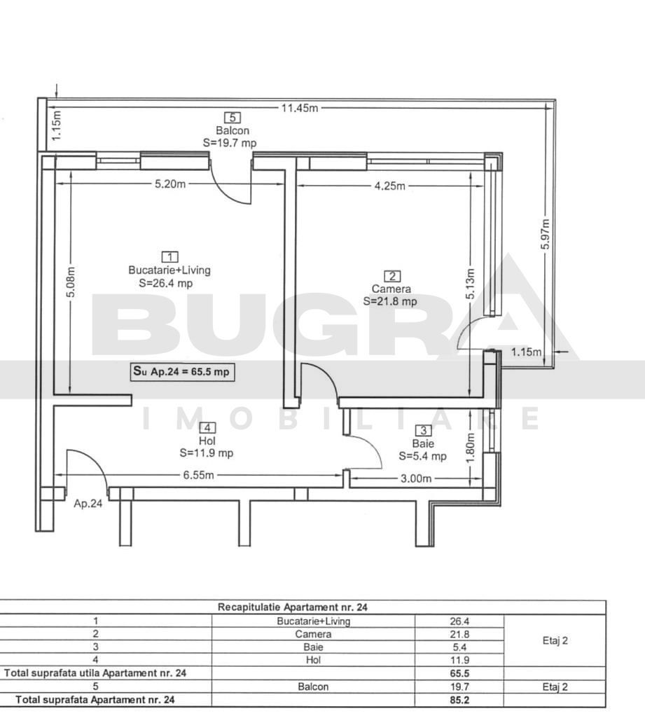 Apartament de 2 camere, 66mp, terasa 20mp, parcare, zona Petrom Baciu - Poză 9