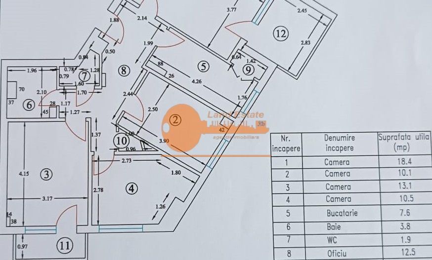 Apartament 4 camere | 88 mp | Pantelimon - Chisinau - Schiță 7