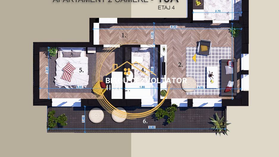 Decomandat Mare Bucatarie de 12m Parcul Teilor 1 decembrie STB - Schiță 8