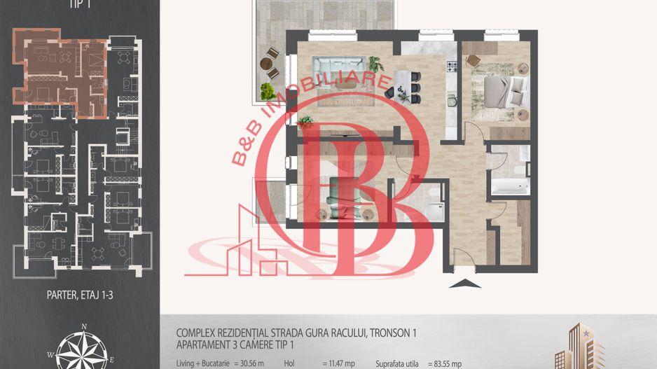 3 camere  700 metri de  Metrou Nicolae Teclu - Schiță 12