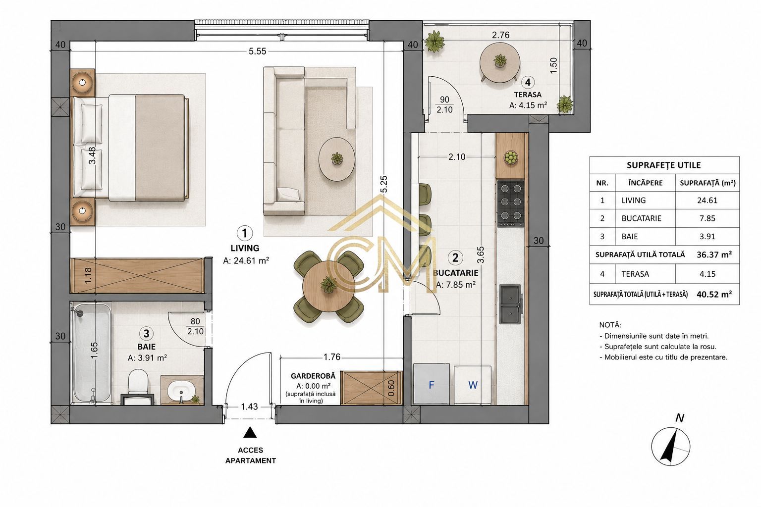 Garsoniera La Cheie-Parter-Terasa-Parcare-37MPU - Poză 1