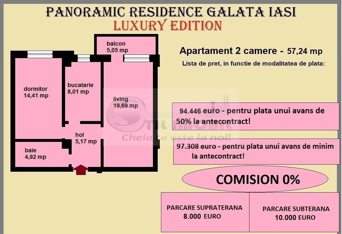 Apartament 2 camere de vanzare in Iasi, Galata, 57,24 mp, bloc nou - Poză 2