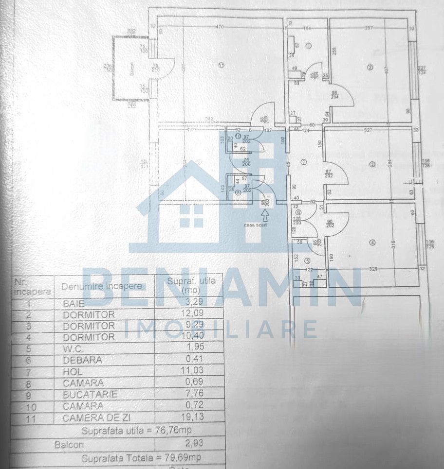 4 decomandate - 80mp - centrala proprie - renovat - Calea Bucuresti - Schiță 10