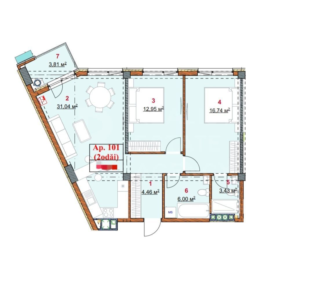 Vânzare, apartament 2 camere + living, str. Grenoble, Botanica - Poză 2
