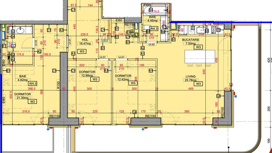 Apartament 4 camere + 2 locuri de parcare subterane - One High District - Schiță 4
