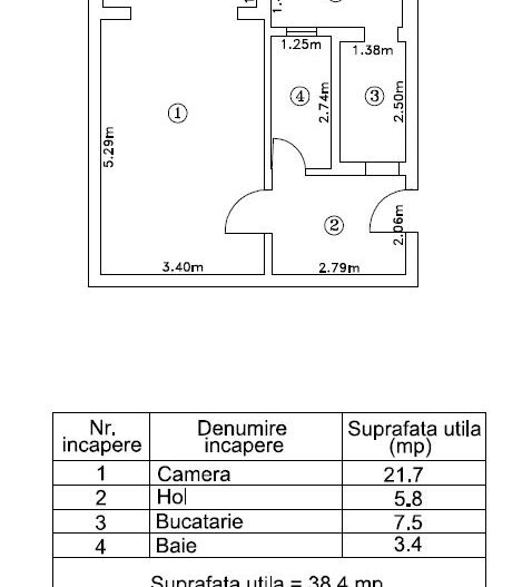 Garsoniera de vanzare, 38mp, renovata 2023, metrou Nicolae Grigorescu - Schiță 16