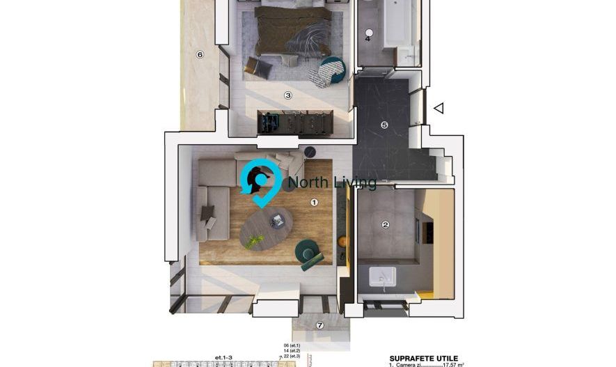 2 camere nou, 52 mp, balcon, Prelungirea Ghencea - Poză 7