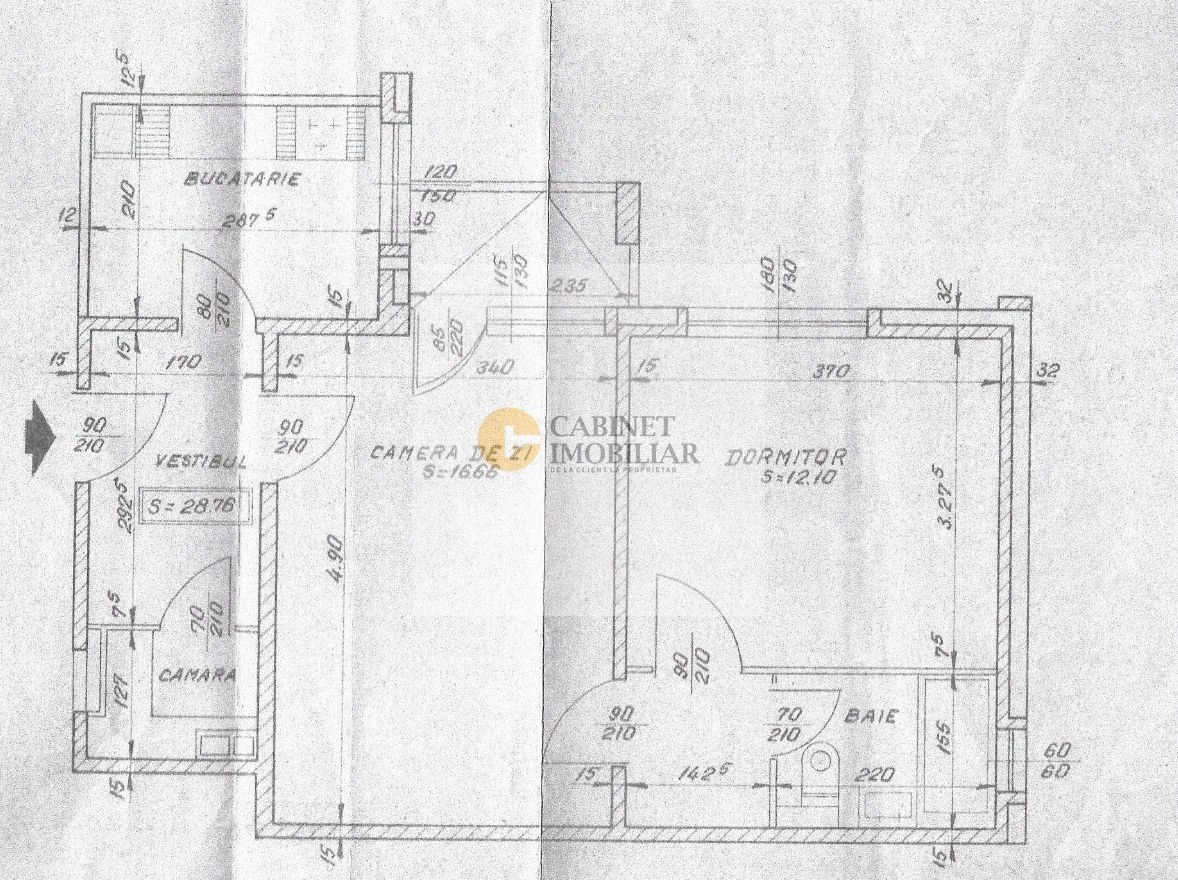 2 camere | Etaj intermediar | 52mp | 1 min Metrou FAVORIT | - Schiță 17