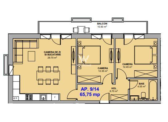 Apartament 3 camere,  Prelungirea Doamna Stanca, Sibiu - Schiță 13