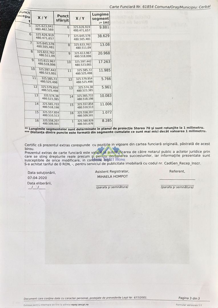 Vand teren extravilan in Cerbal 3230mp - Poză 2