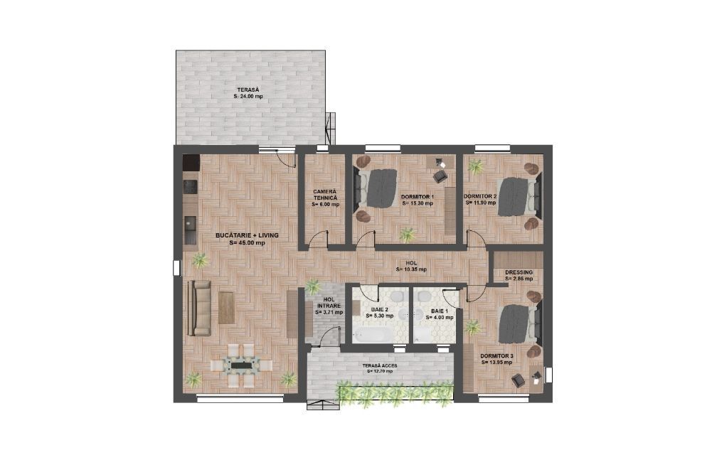 CASA INDIVIDUALA DOMNESTI, 4 CAMERE, INCALZIRE PARDOSEALA, COMIS 0% - Poză 5