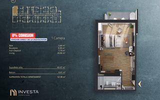 NOU pe Piata - 0% Comision -  Apartament 1 camera - cladire nZEB - Schiță 2