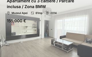 Apartament cu 3 camere / Parcare inclusa / Zona BMW - Poză 1