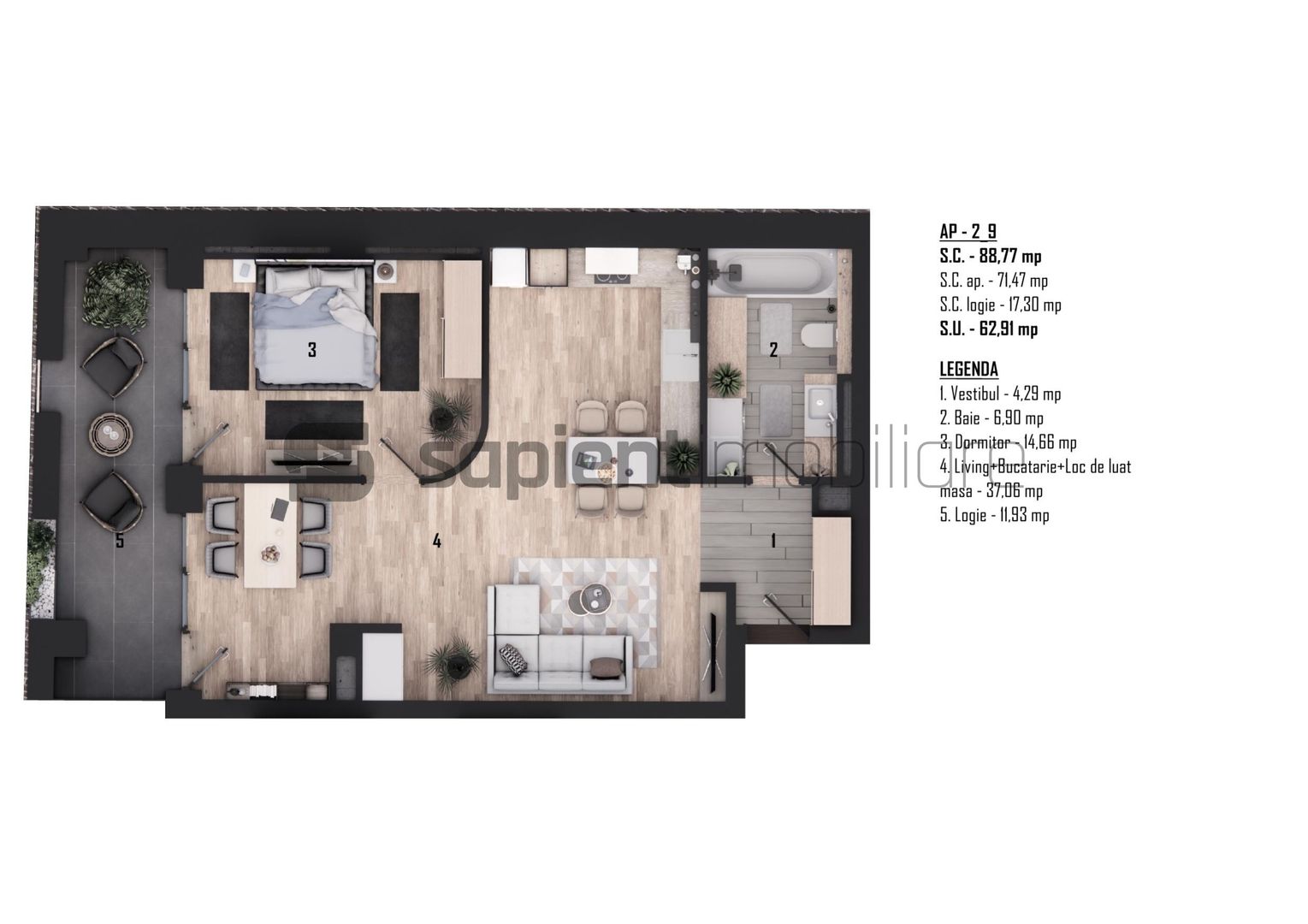 Apartament nou, modern cu 2 camere - Ultracentral -  Cuza Voda - Poză 2