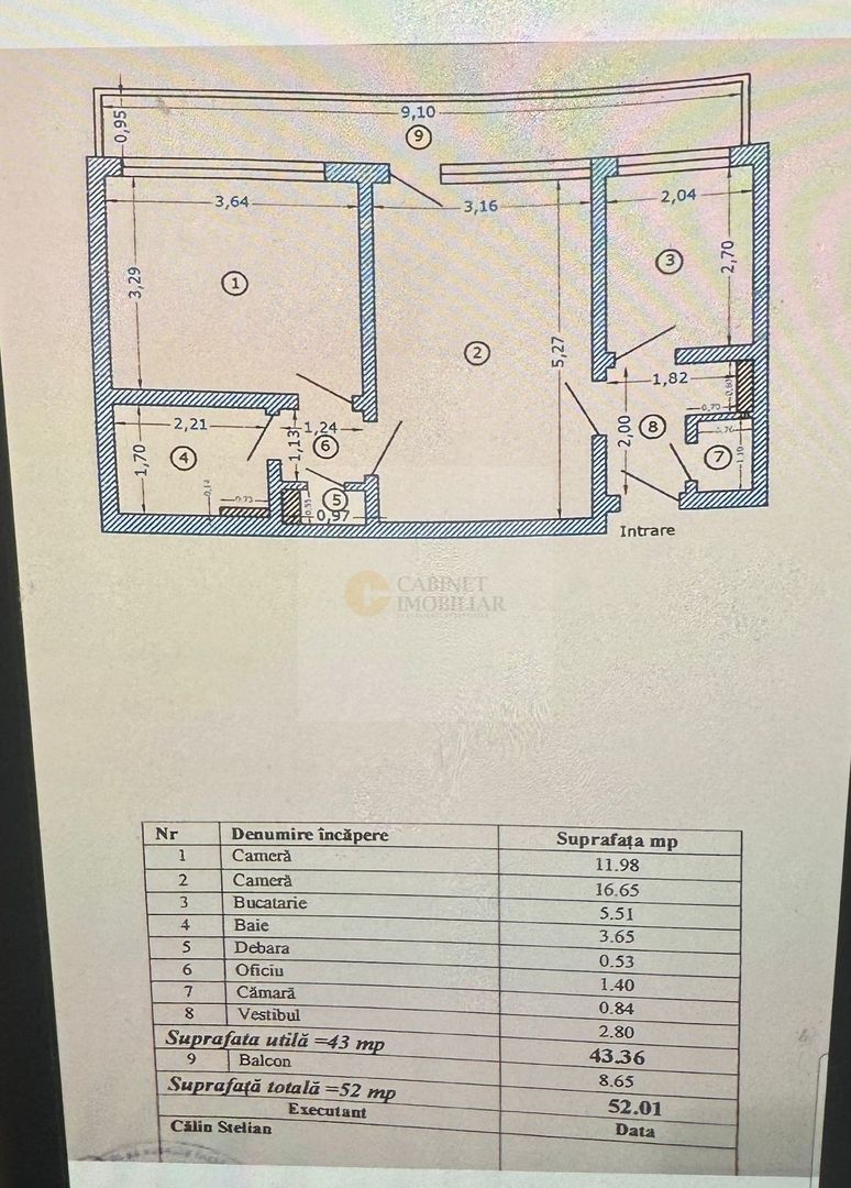 2 camere - 52mp | Renovat | Centrală Bloc | Etaj Intermediar | Obor - Schiță 11