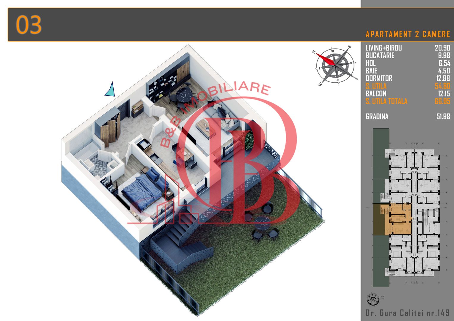 2 camere cu gradina parcare bonus metrou Nicolae Teclu - Schiță 6