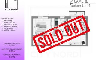 Apartament 2 Camere 53mpu cu 3.6 mp– CITY NORD Ștefan cel Mare - Poză 1