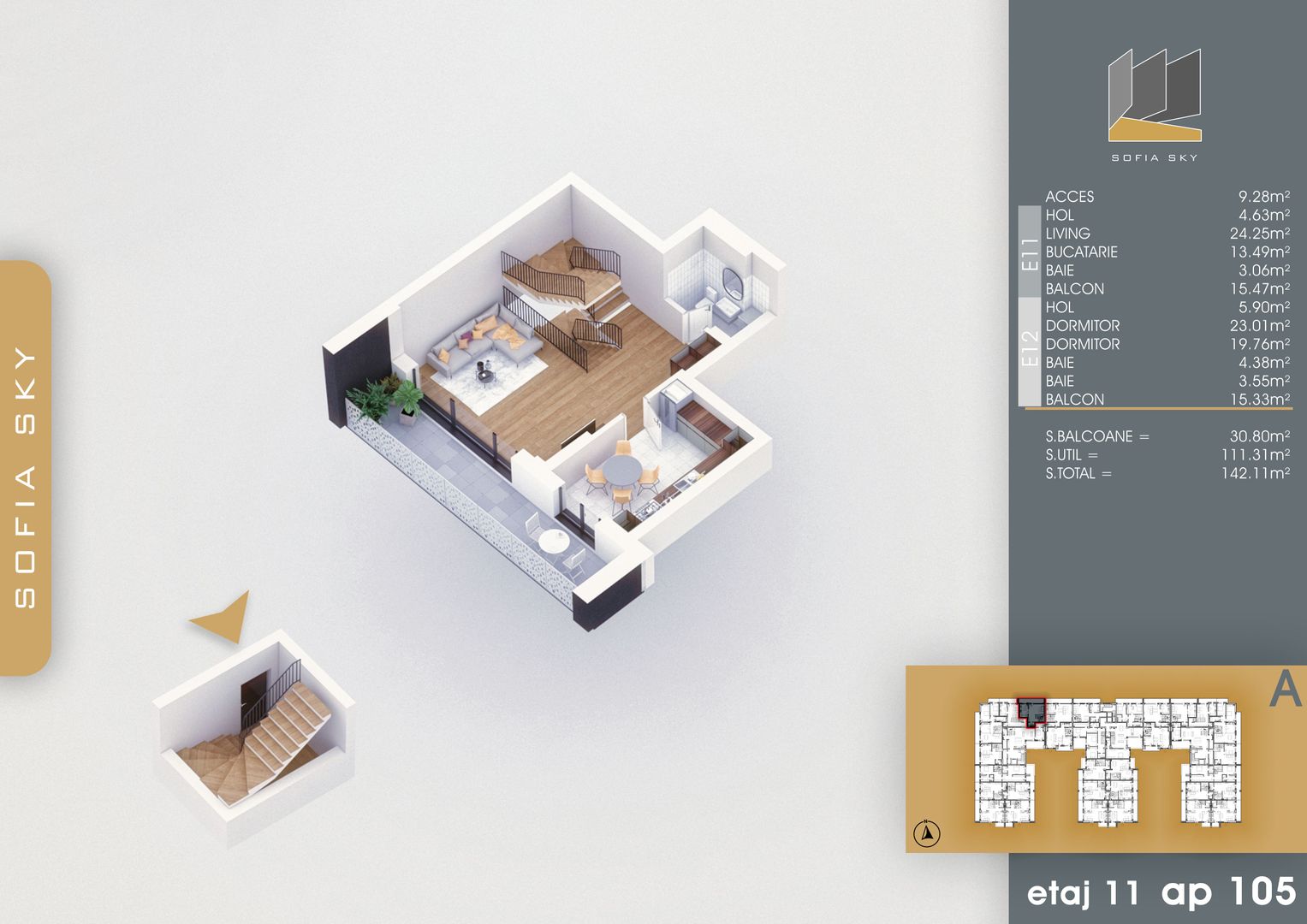 3 camere  duplex -  Titan Pallady  7 min Metrou N Teclu - Schiță 8