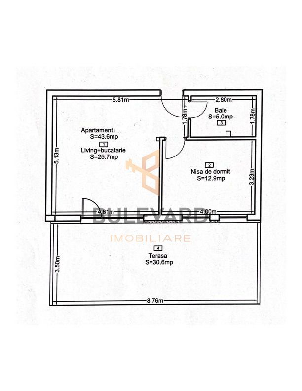 Apartament cu 2 camere + Terasa, zona strazii Eroilor! - Schiță 7