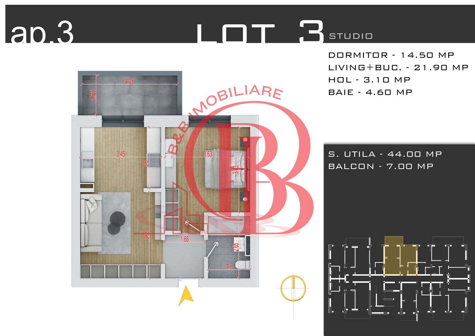Apartament 2 camere Titan-Theodor Pallady-Metrou N. Teclu - Schiță 13