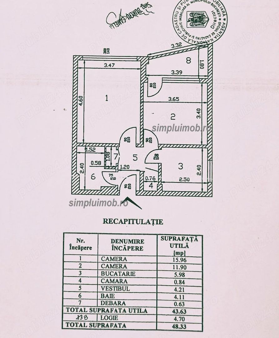Decomandat 2 Camere Etaj 1 Brancoveanu Parc Tineretului - Schiță 10