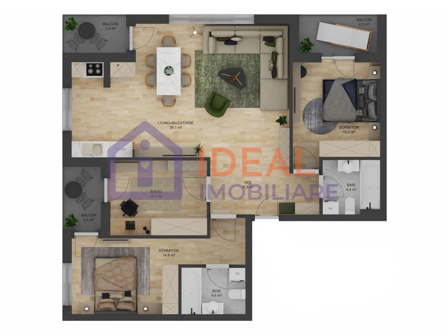 🏡 Apartament 4 camere 3 balcoane si loc de parcare inclus zona Doamna Stanca - Poză 3