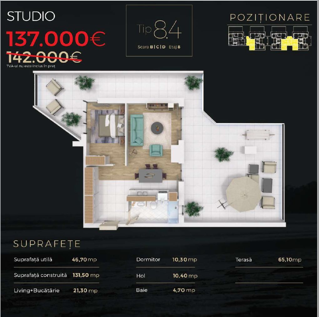 Direct Dezvoltator  Comision 0% Studio . 47 mp + Terasa 65 mp Solid Rezidence - Poză 2