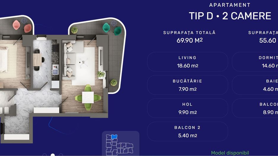 Apartament 2CD, 63.34mp - Poză 3