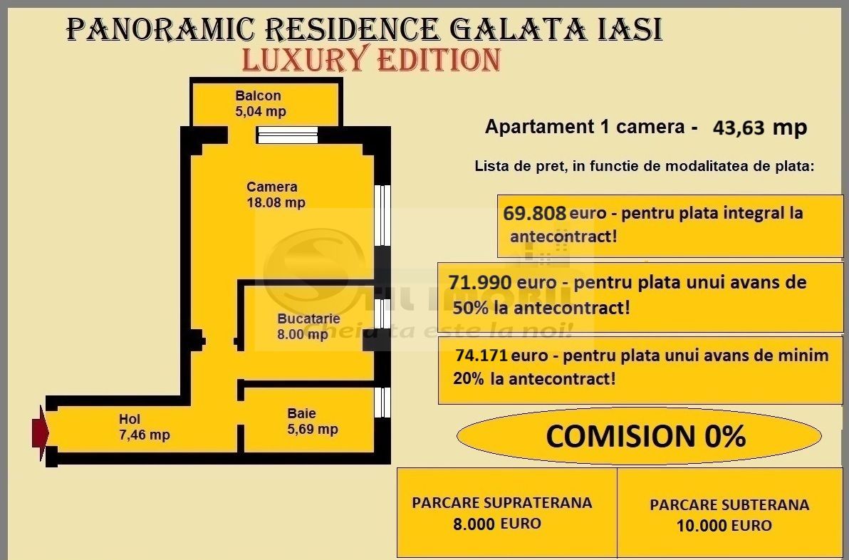Apartament decomandat de vanzare in Iasi, Galata, 43.63 mp, bloc nou - Poză 2