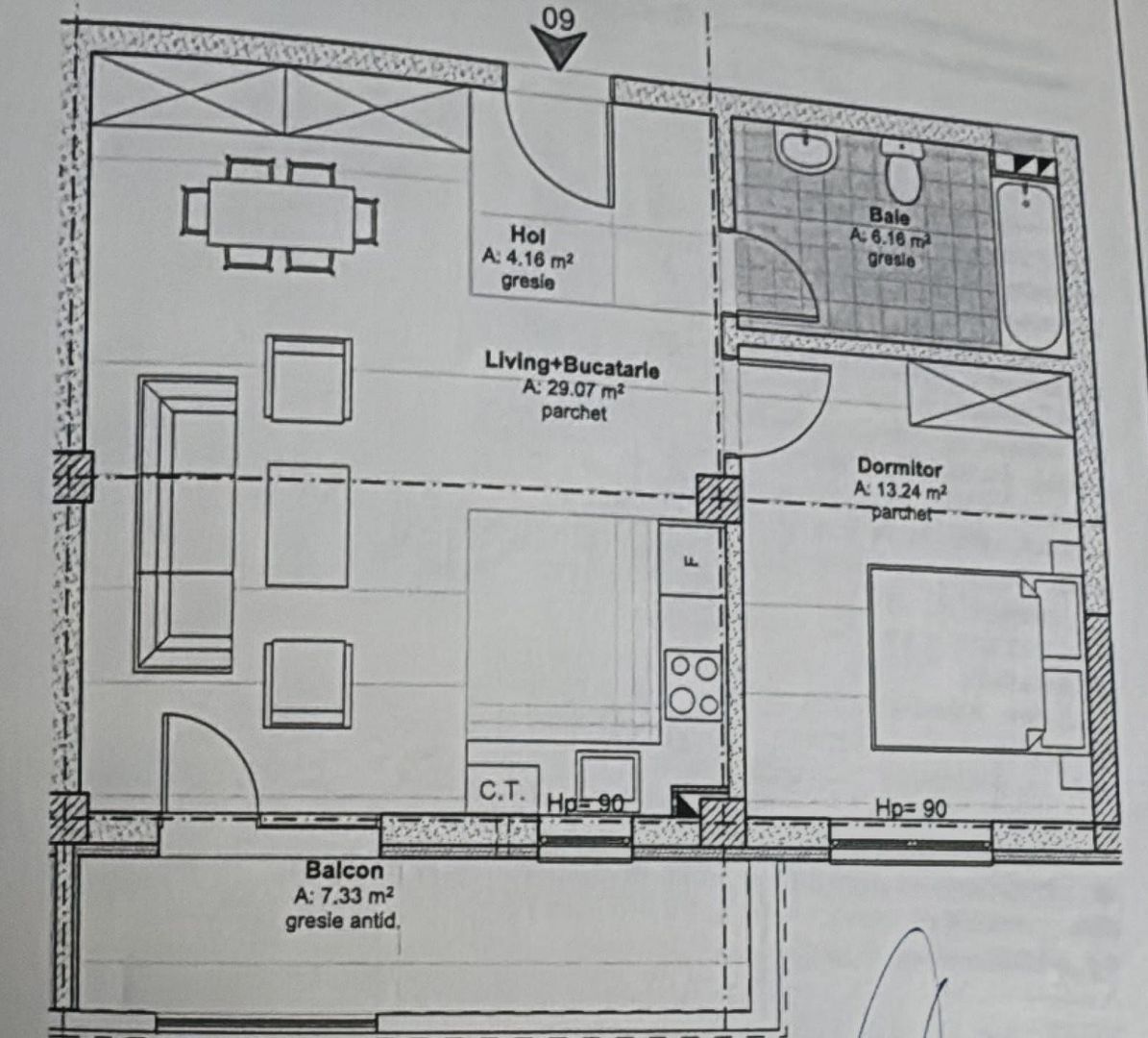 Apartament cu 2 camere, finisat mobilat complet, zona Teilor - Schiță 11