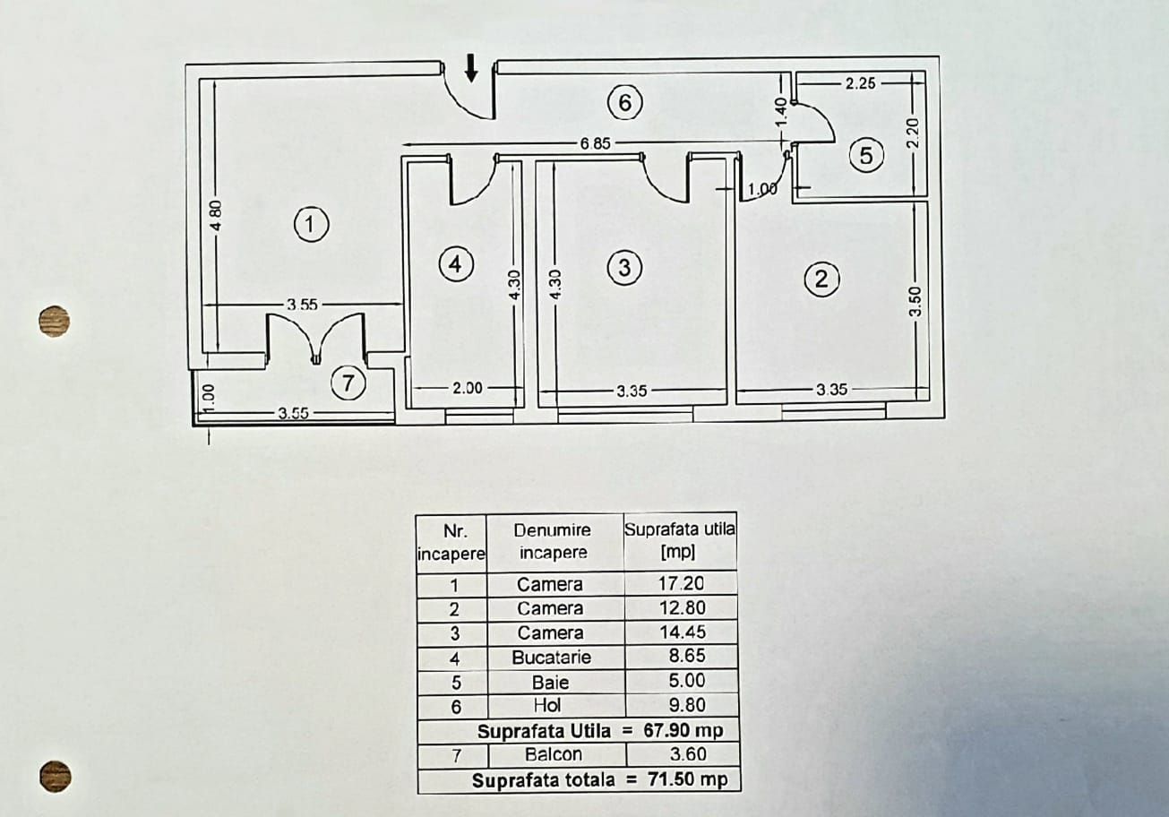 Apartament 3 Camere Lux, Uverturii, Parcare, Centrala Proprie - Schiță 8