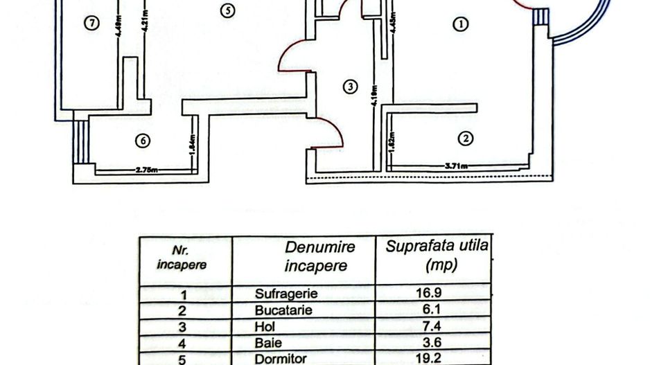 Apartament cu 2 camere si dresing, mobilat si utilat, VASLUI - zona TRAIAN; - Poză 9