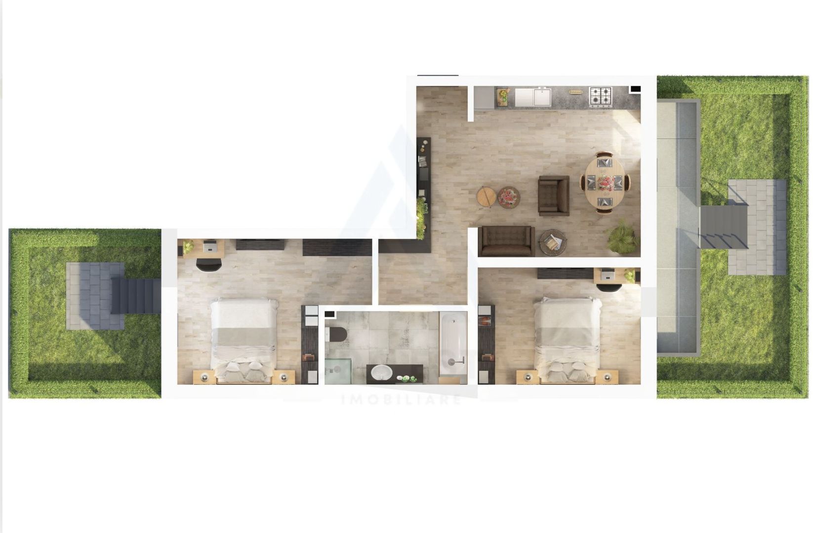 Apartament 61.2 mp utili 3 camere si gradina 47 mp in Dna Stanca - Poză 1