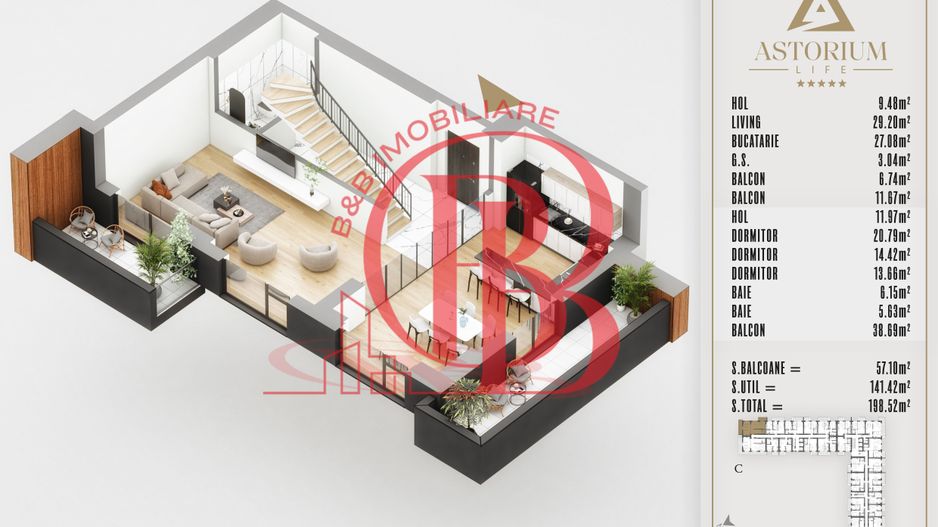 4 camere Duplex  Proiect Premium Titan Pallady - Schiță 7