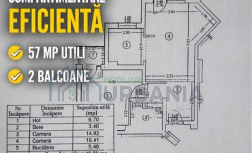 Apartament 2 camere, Bellevue Residence Copou, Iasi - 57 mp, mobilat, 2 balcoane - Poză 7