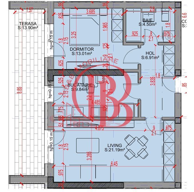Apartament 2 camere Parcare Gratis Theodor Pallady 5min STB - Schiță 2