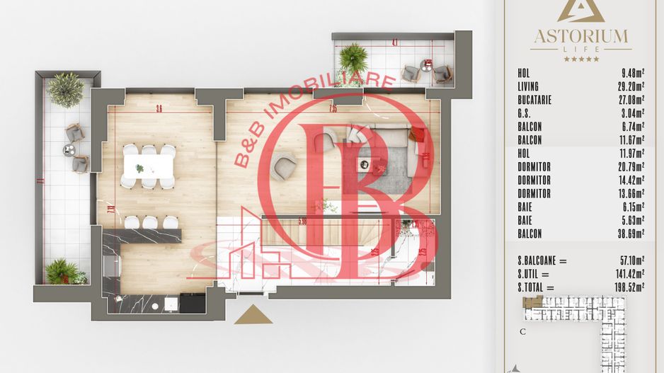 4 camere Duplex  Proiect Premium Titan Pallady - Schiță 5