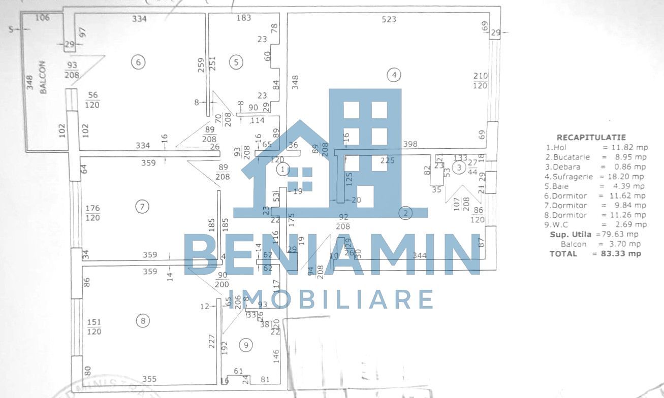 Apartament 4 camere decomandat centrala 83mp renovat etaj 1 Craiovita - Schiță 7