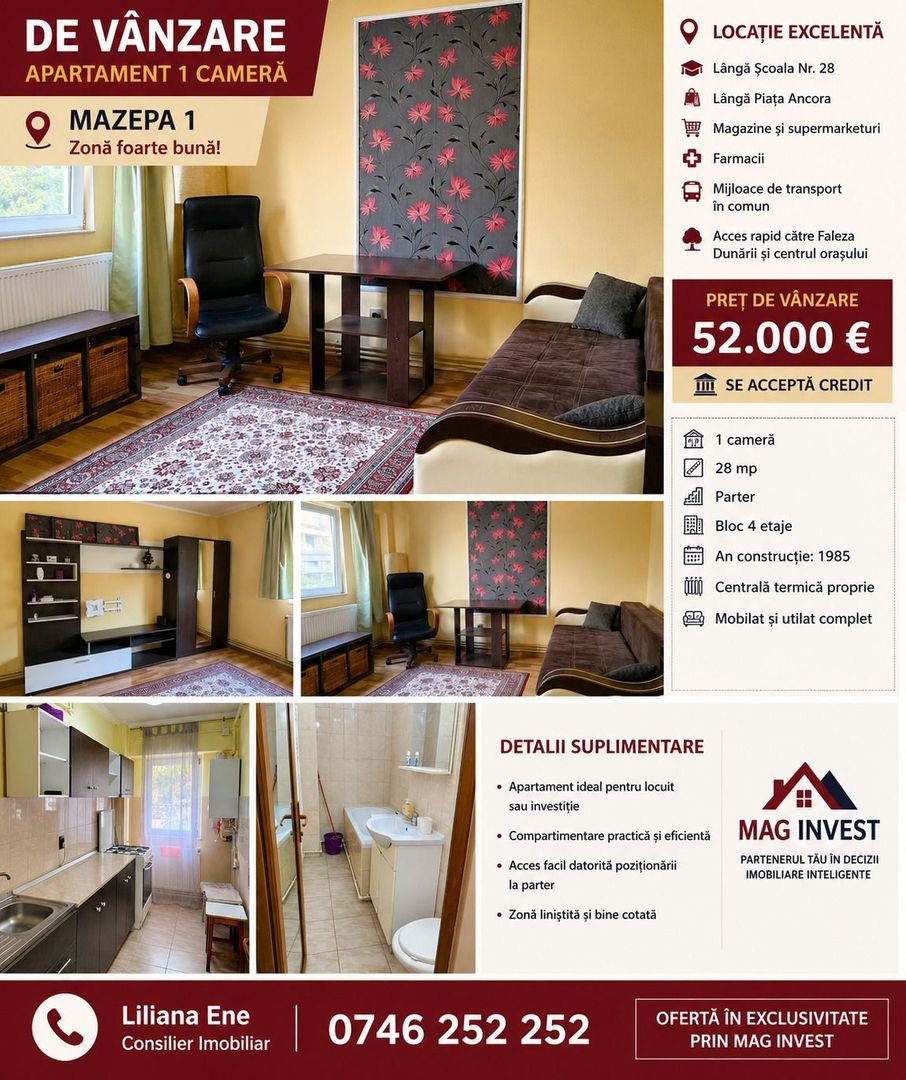 De vanzare apartament cu o camera Mazepa 1, 52.000 euro - Poză 6