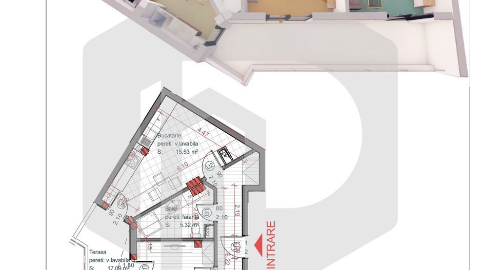 Penthouse - 2 camere - Autogarii - Terasa Proprie | Piata Cibin - Schiță 1