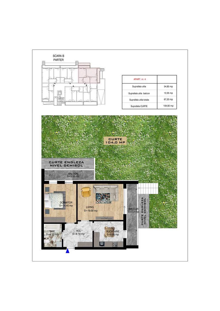2 camere cu gradina  Pallady Metrou Nicolae Teclu - Schiță 11