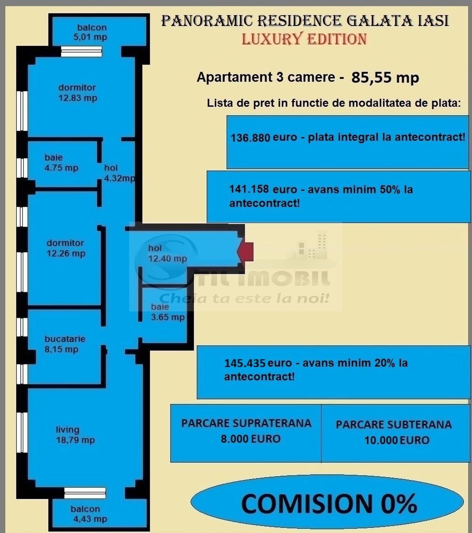 Apartament decomandat de vanzare in Iasi, Galata, 85,55 mp, bloc nou - Poză 2
