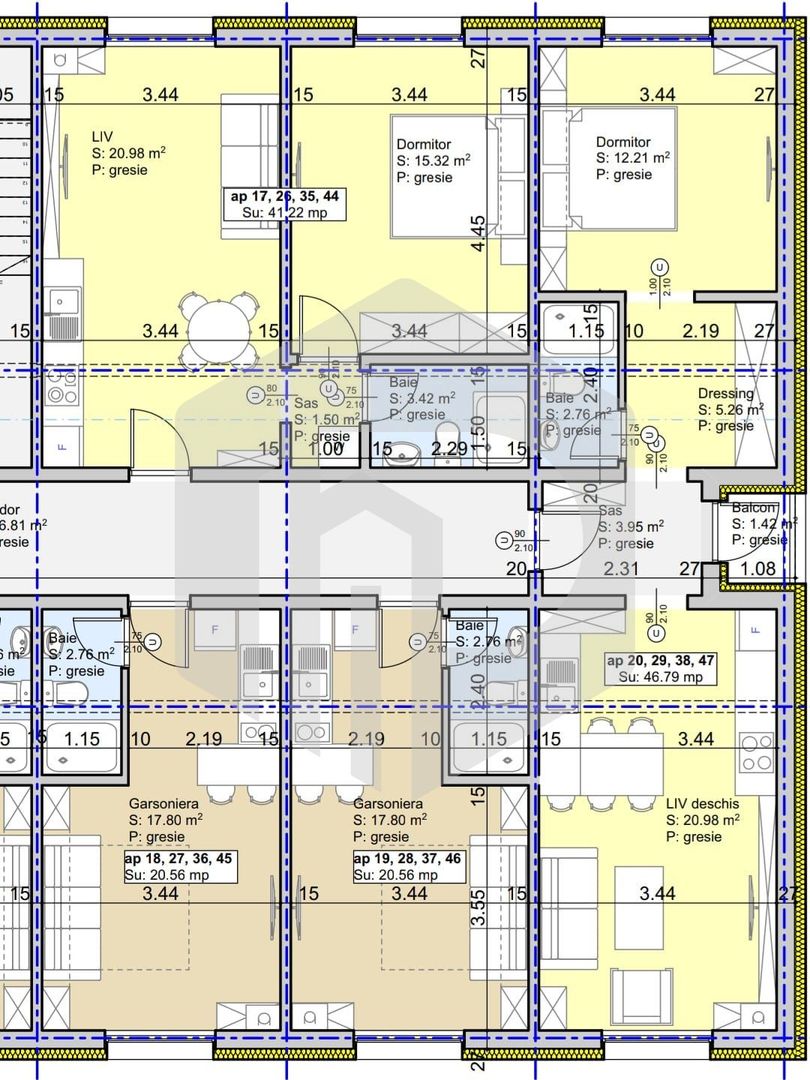 Apartament 2 camere decomandate 46mpu Balcon - Schiță 9